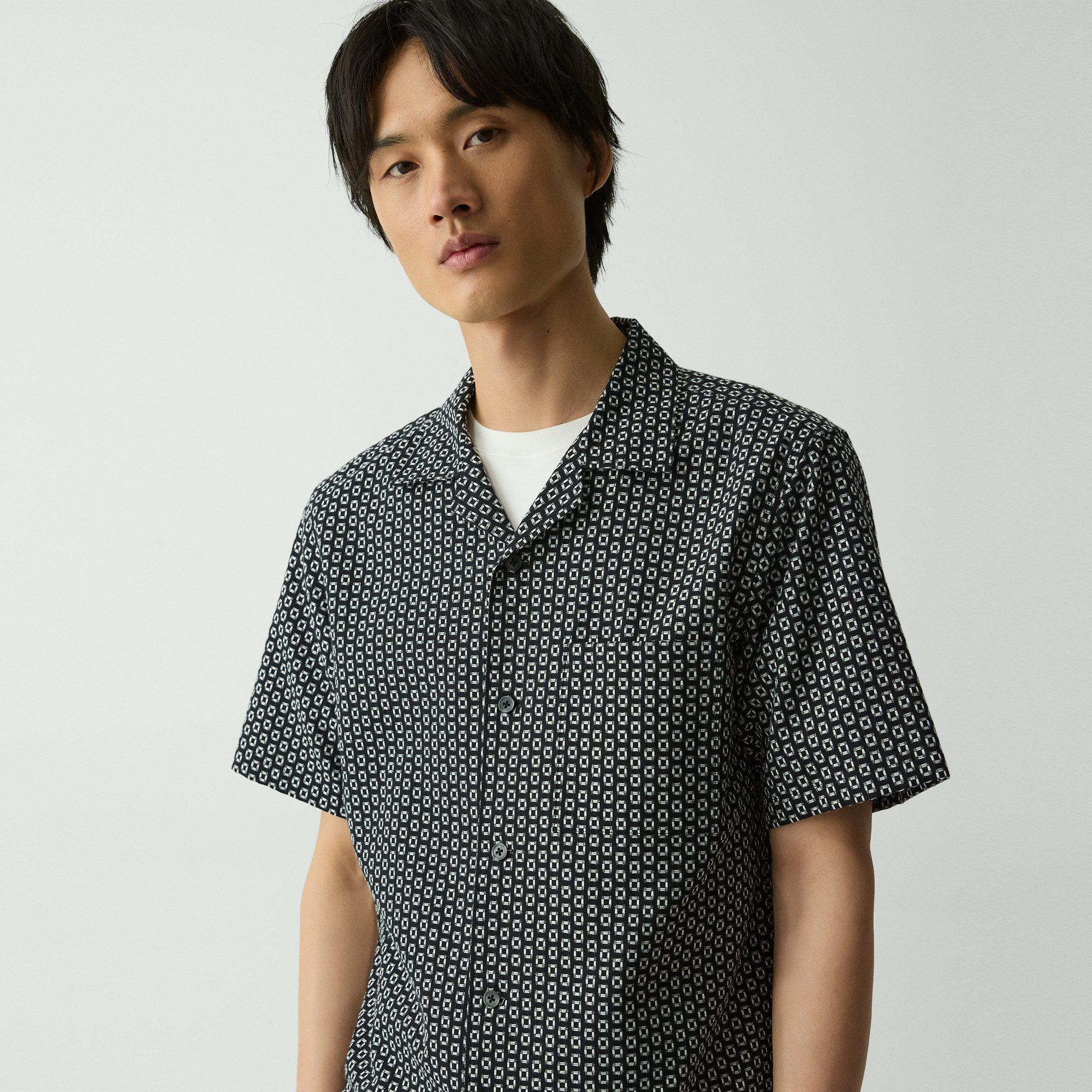 Noll Camp Shirt in Geometric Cotton - 5