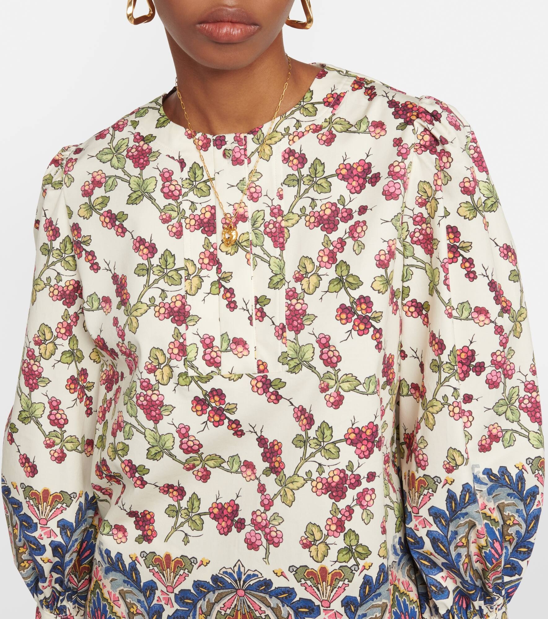 Printed ruffle-embellished top - 4