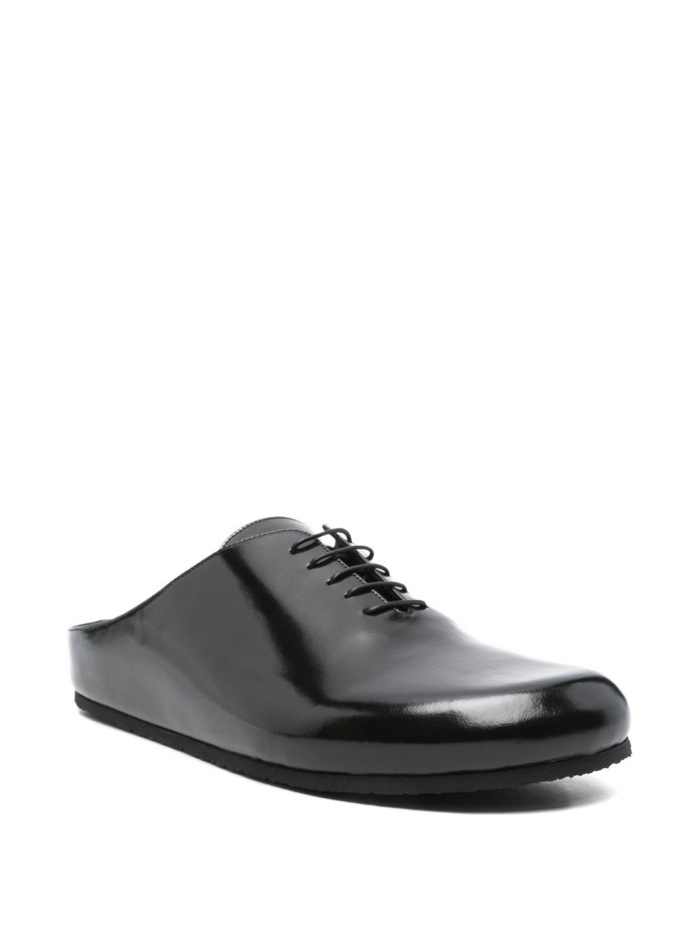 lace-up patent leather mules - 2