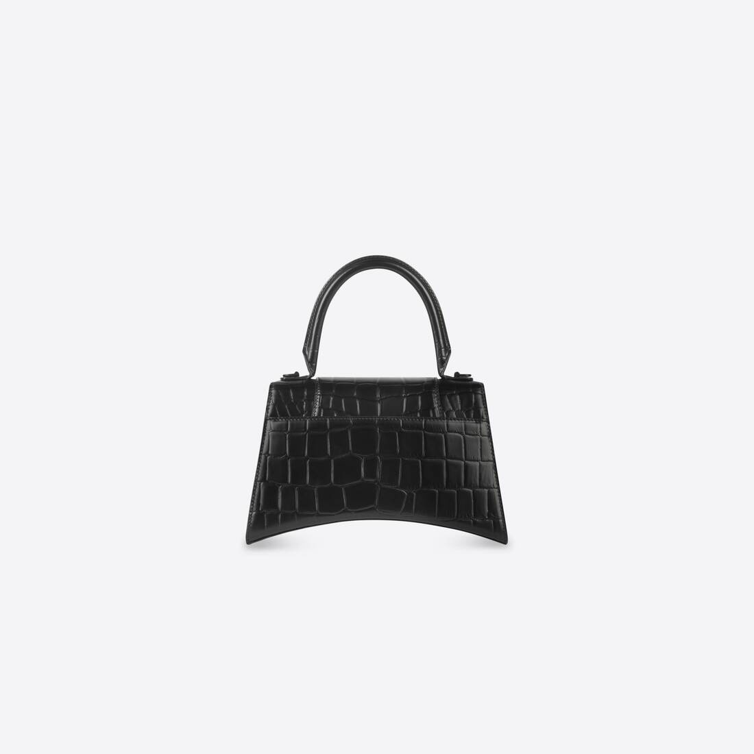 Women's Hourglass Small Handbag Crocodile Embossed in Black - 2