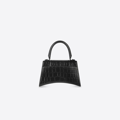 BALENCIAGA Women's Hourglass Small Handbag Crocodile Embossed in Black outlook