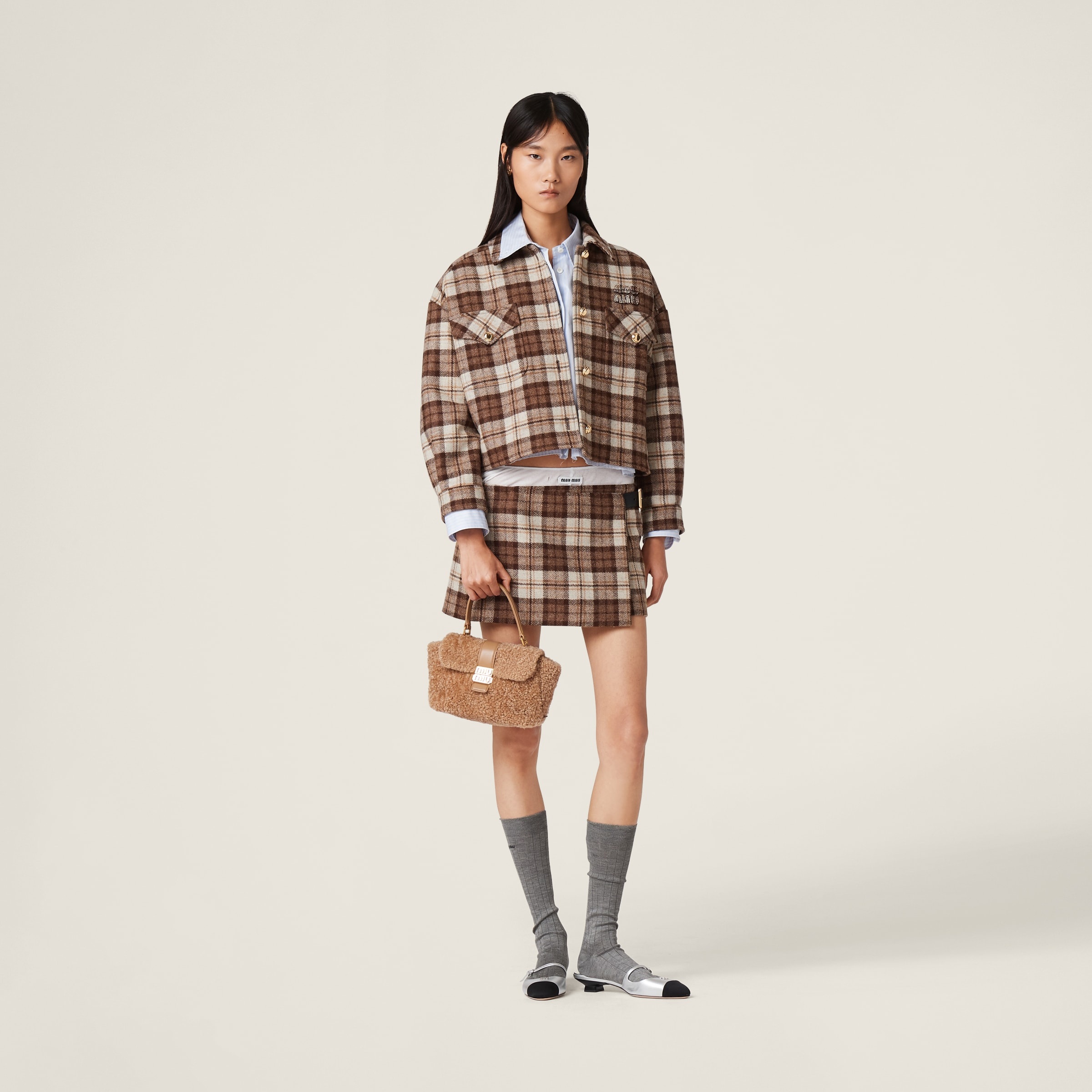 関税込 MiuMiu |Checked miniskirt Miu Miu Check miniskirt | REVERSIBLE