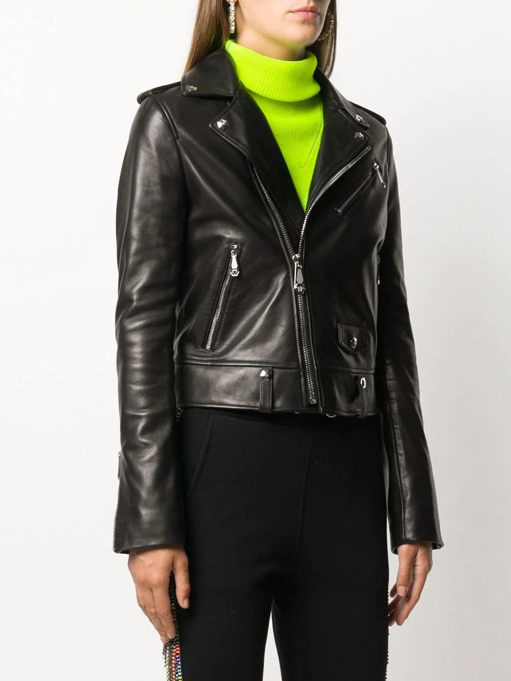 zipped biker jacket - 3