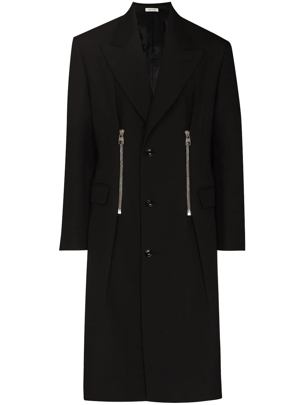 zip detail single-breasted coat - 1