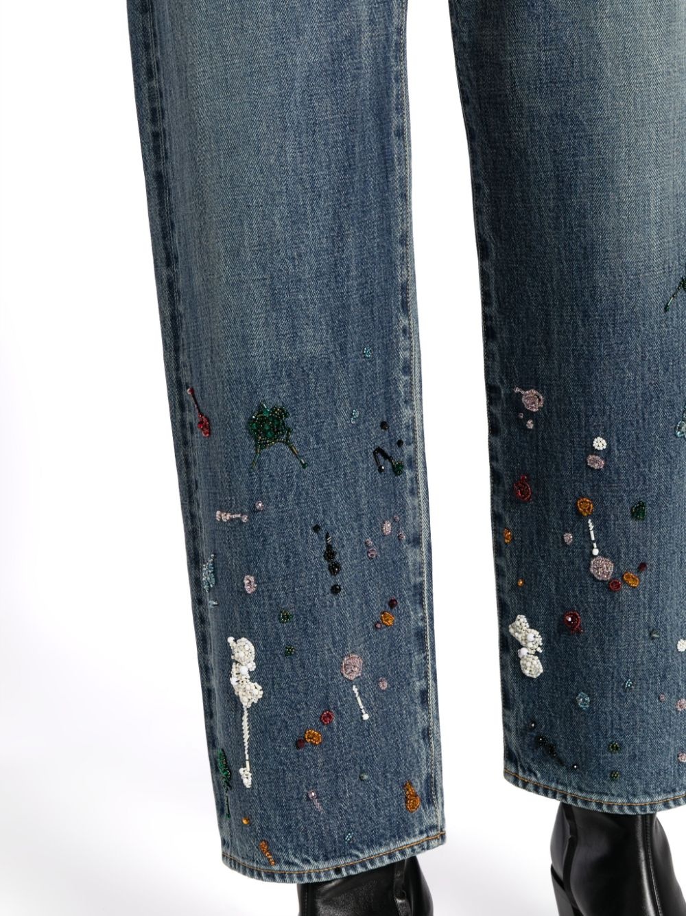 appliquÃ©-detail wide-leg jeans