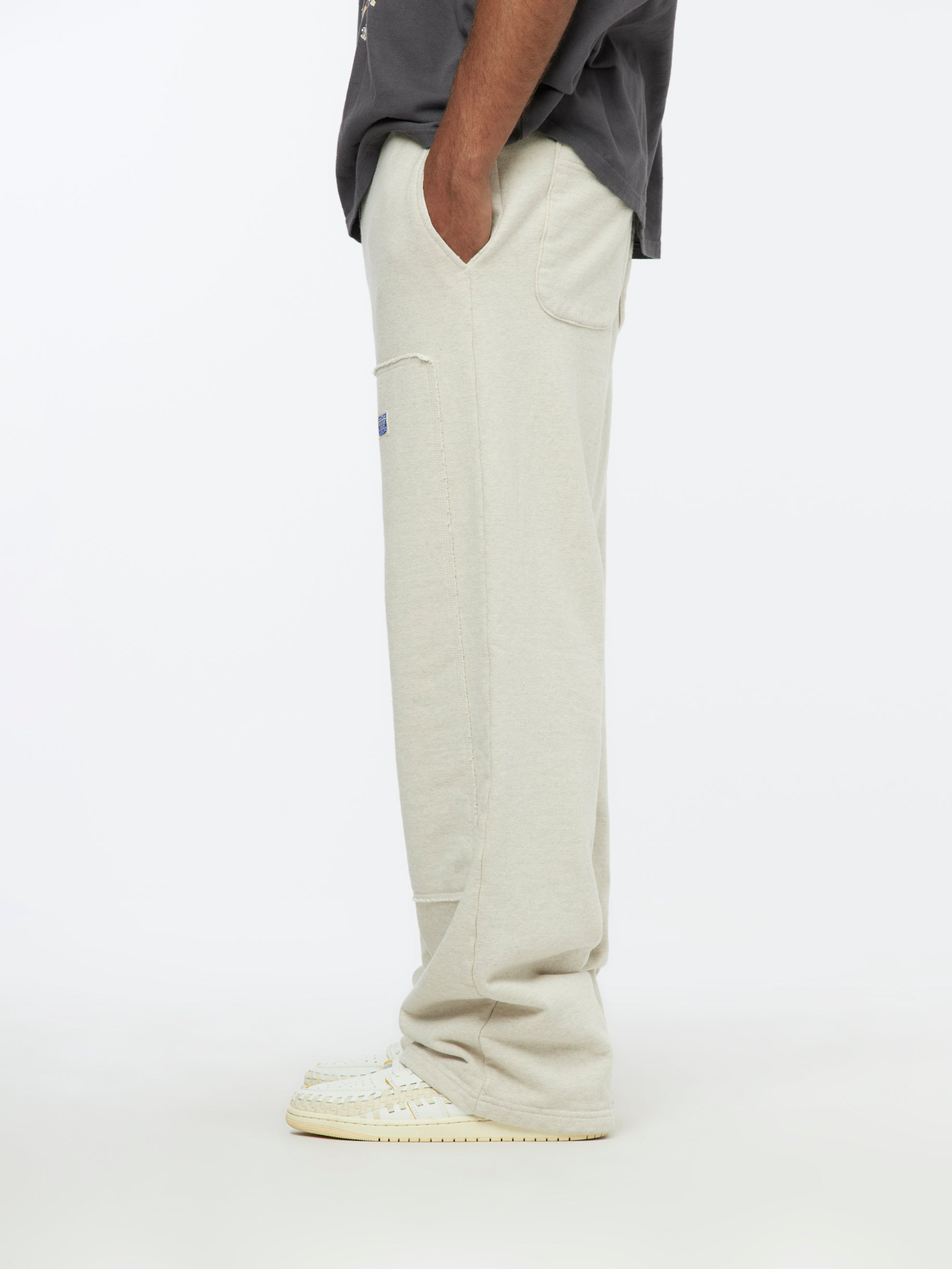 ZIPPER KNIT W-KNEE SWEATPANTS (ECRU) - 3