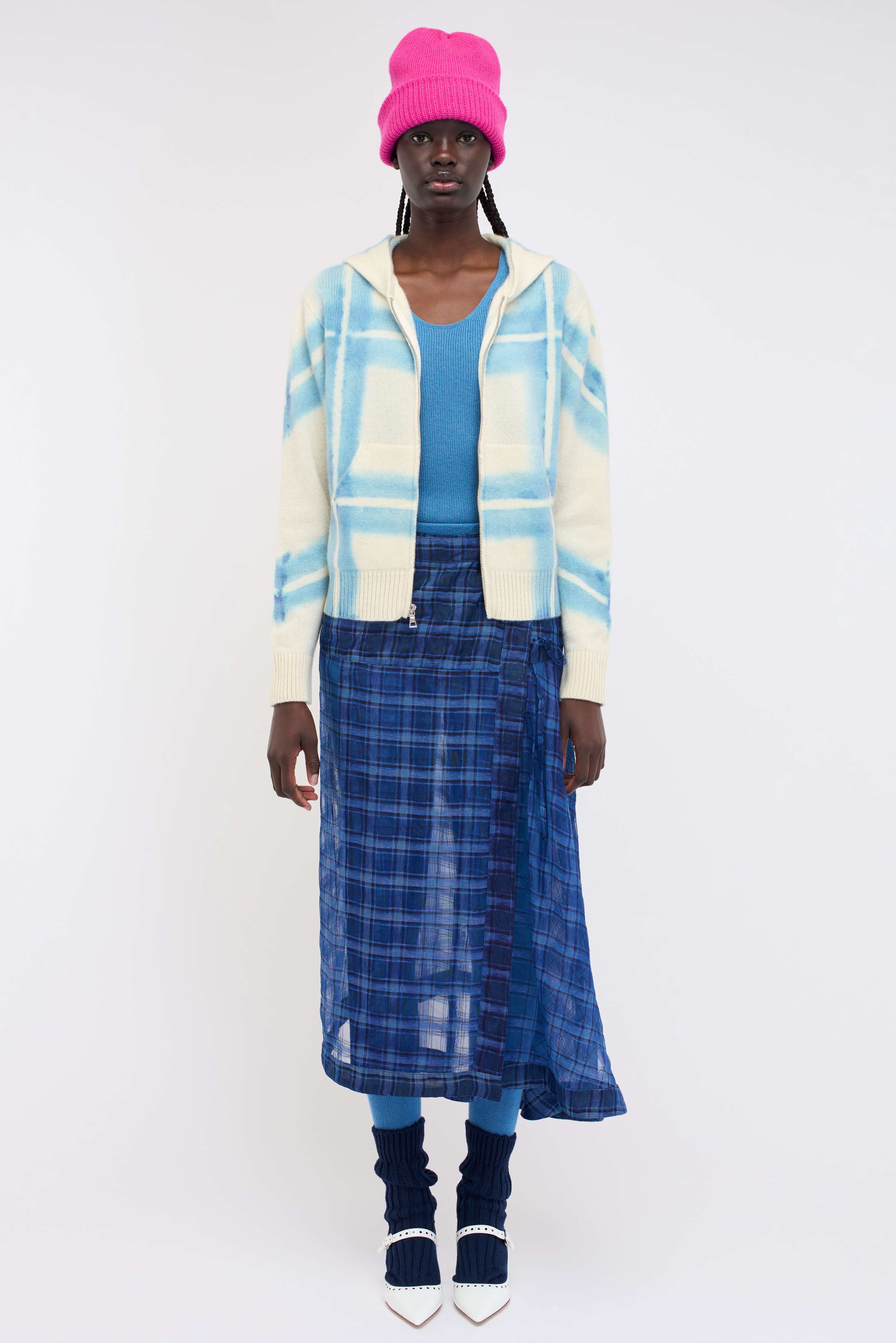 PLAID DYE WOMEN'S ZIP HOODIE - 3