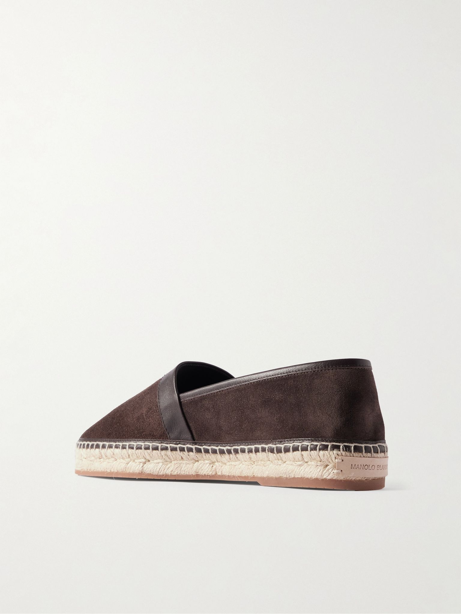 Nerano Leather-Trimmed Suede Espadrilles Brown - 4