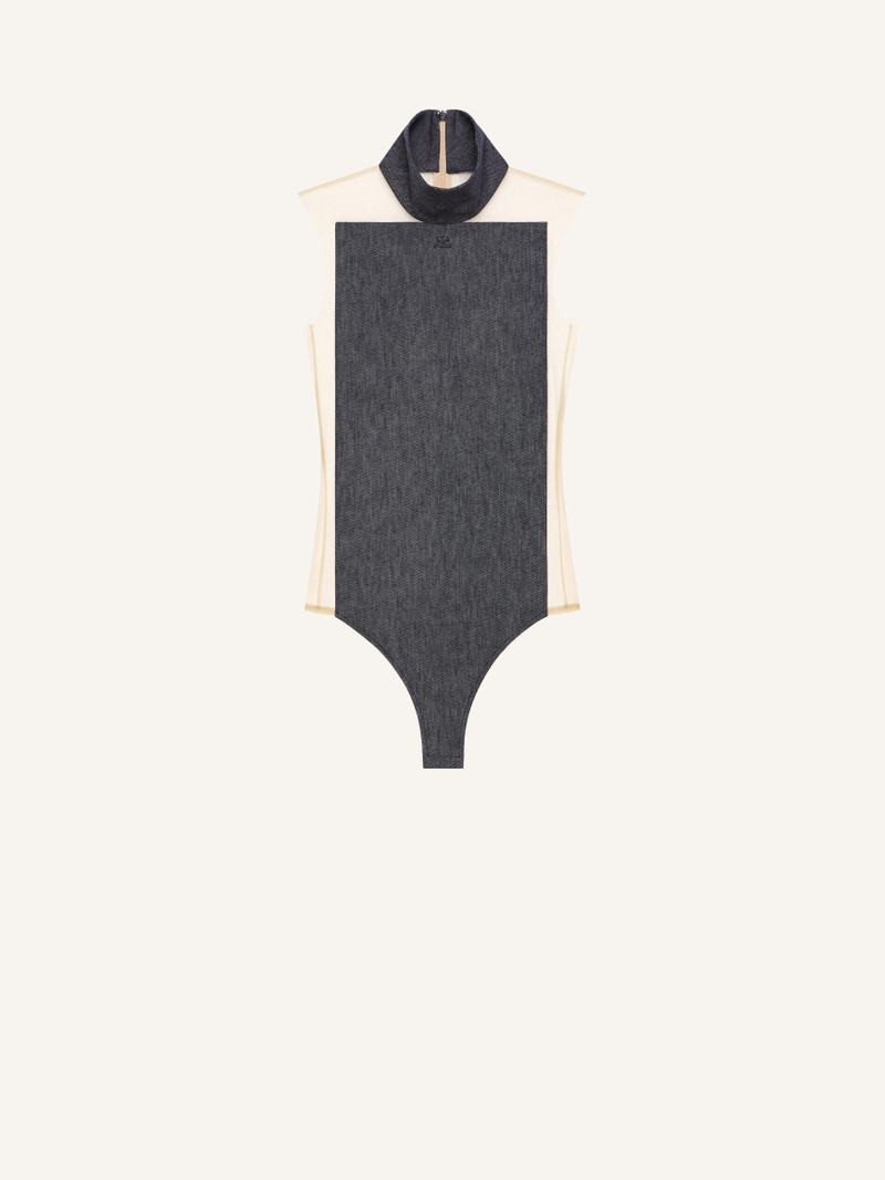 ILLUSION MOCKNECK DENIM 바디 수트 1