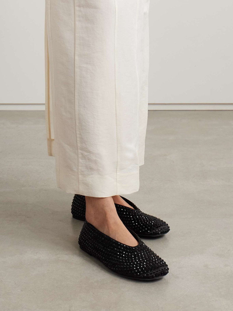 KHAITE Marcy crystal-embellished satin ballet flats outlook