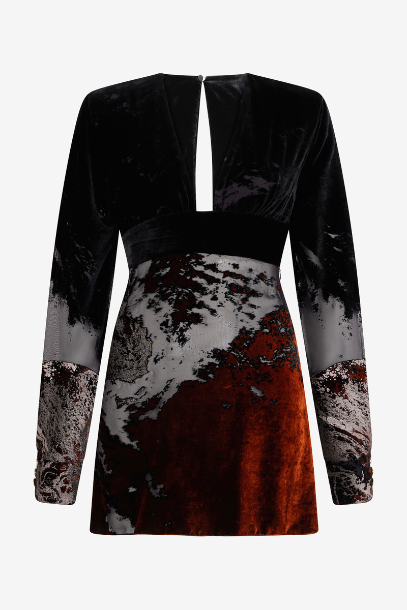 Black Mini Dress With Marine Print 1