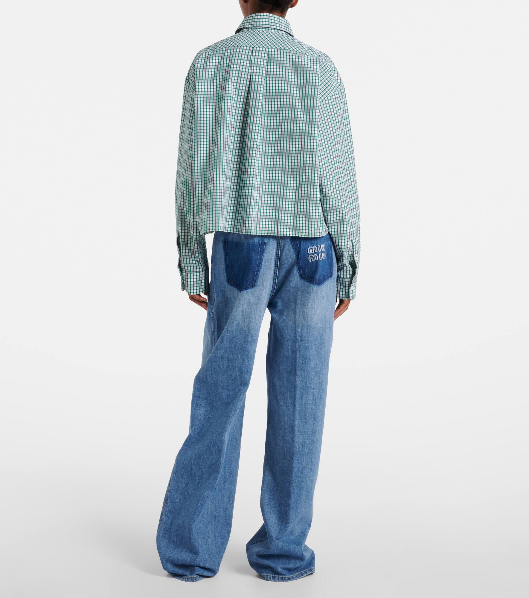 Checked cropped cotton shirt - 3