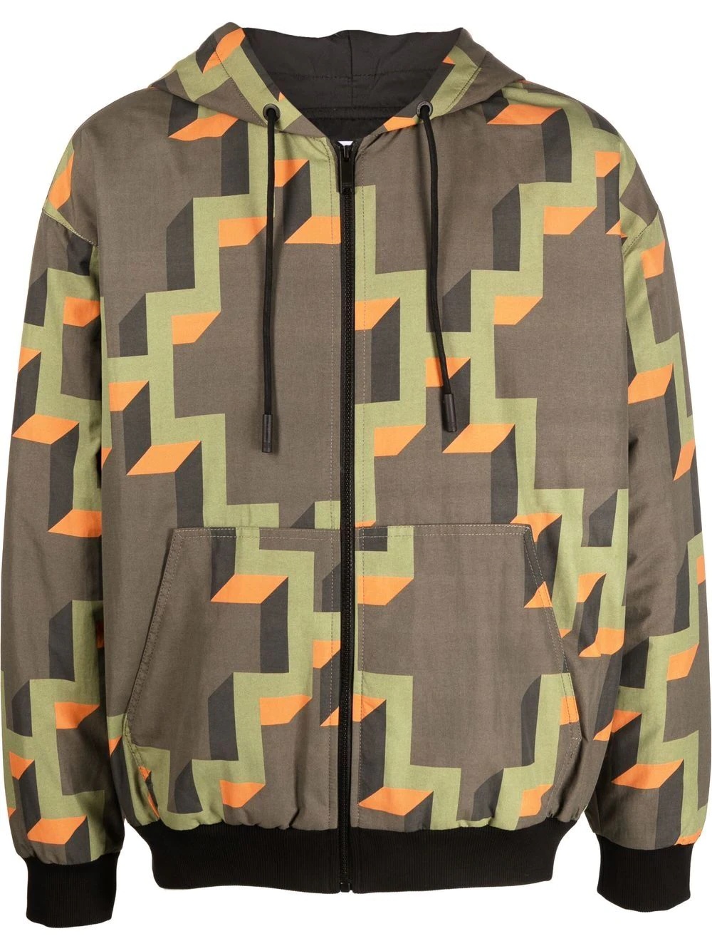 geometric-print hooded jacket - 1