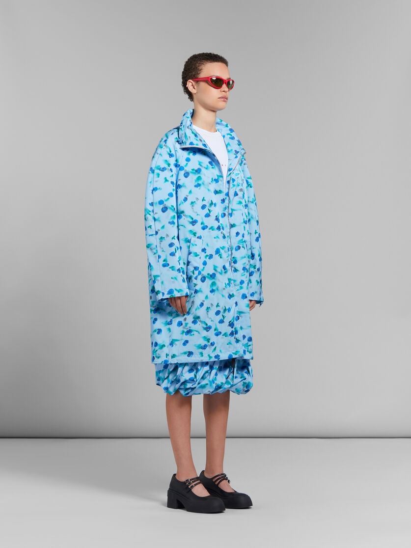 LIGHT BLUE GATHERED TAFFETA PARKA WITH REVERIE PRINT - 6