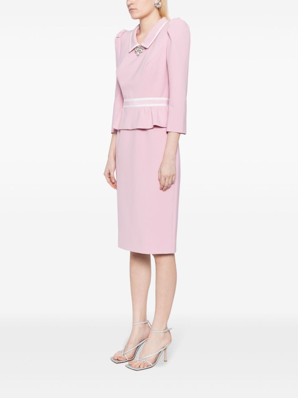 Honeybee peplum-waist midi dress - 3