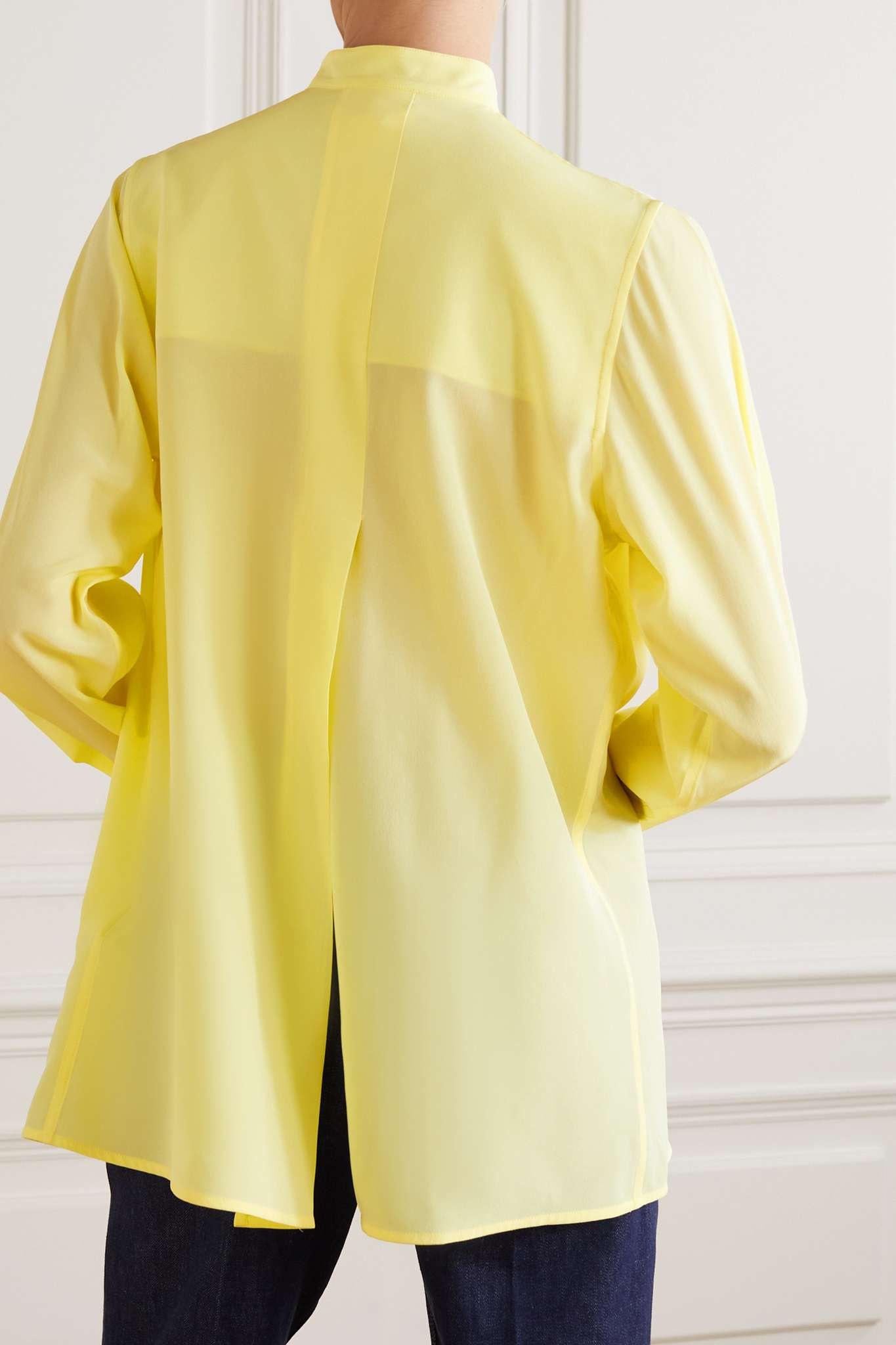 Tasselled cutout silk crepe de chine blouse - 3