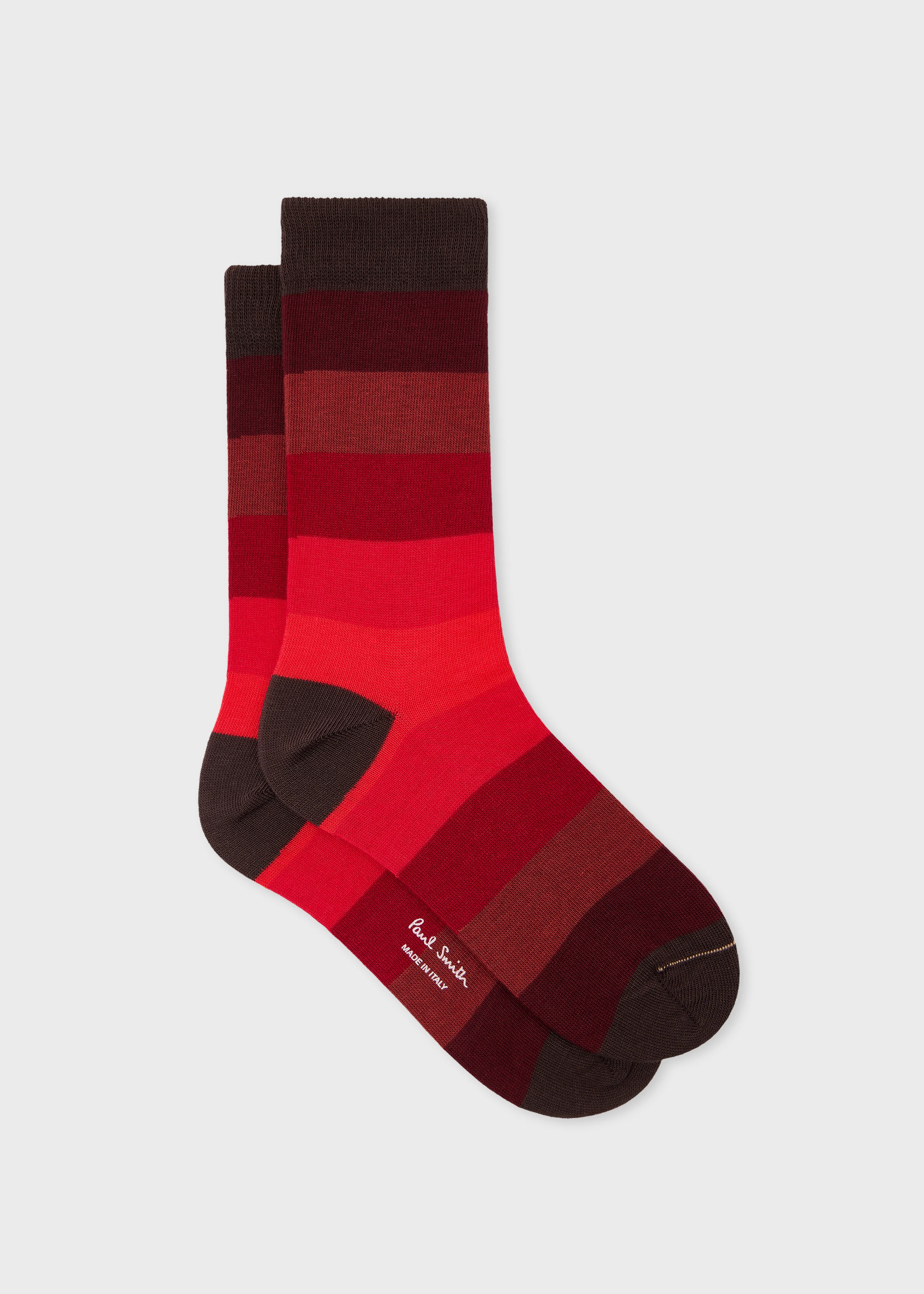 Women's Red Cotton-Blend Ombre Stripe Socks - 1