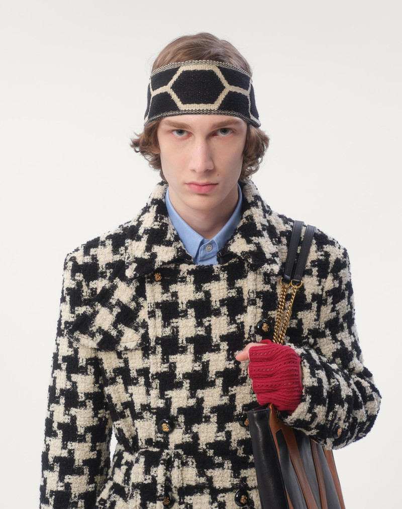 DOUBLE-BREASTED WOOL TRENCH COAT WITH PIED DE COQUE PATTERN 6