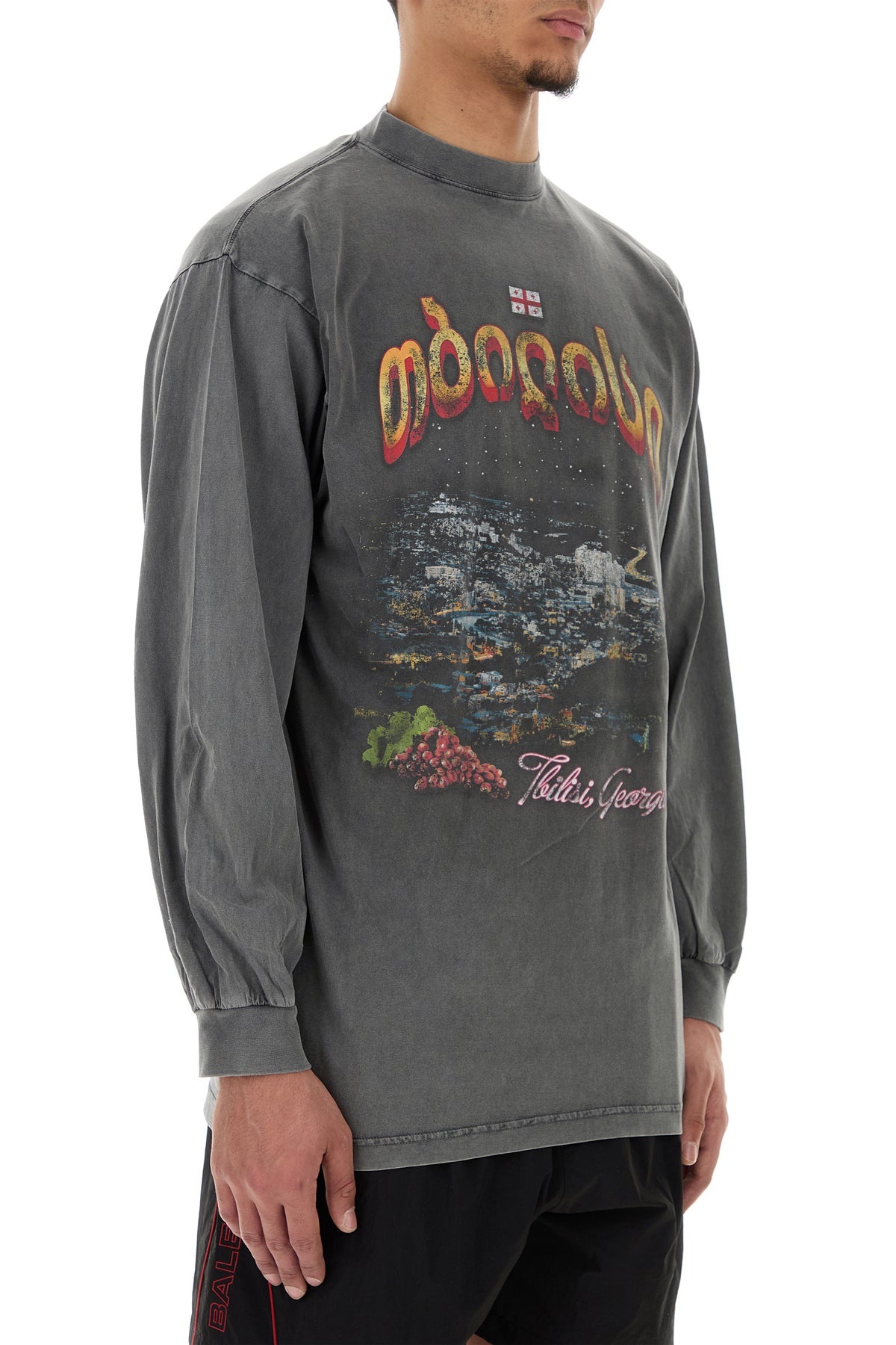 Charcoal cotton oversize Tbilisi t-shirt - 3