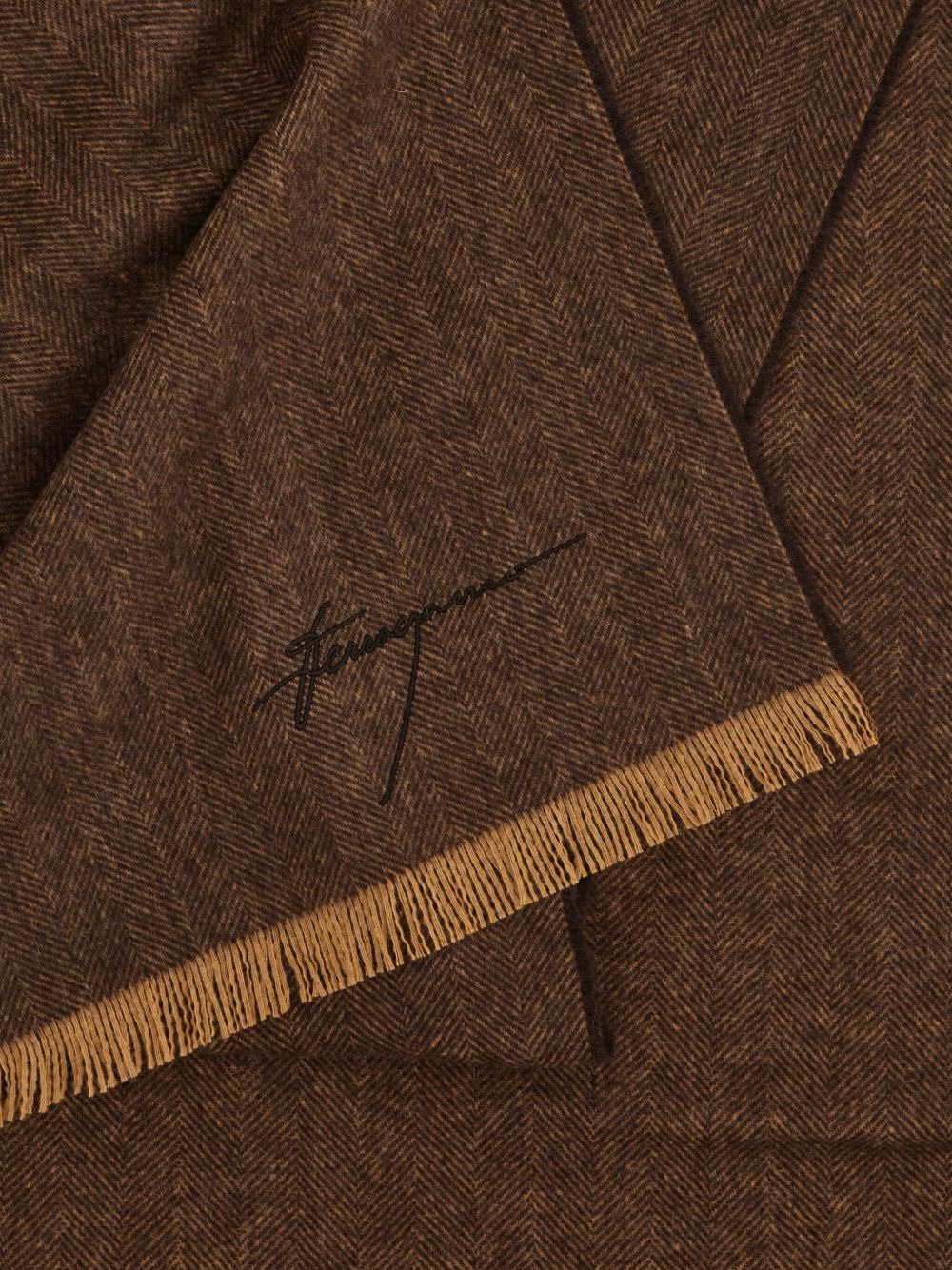 chevron-pattern fringed scarf - 4
