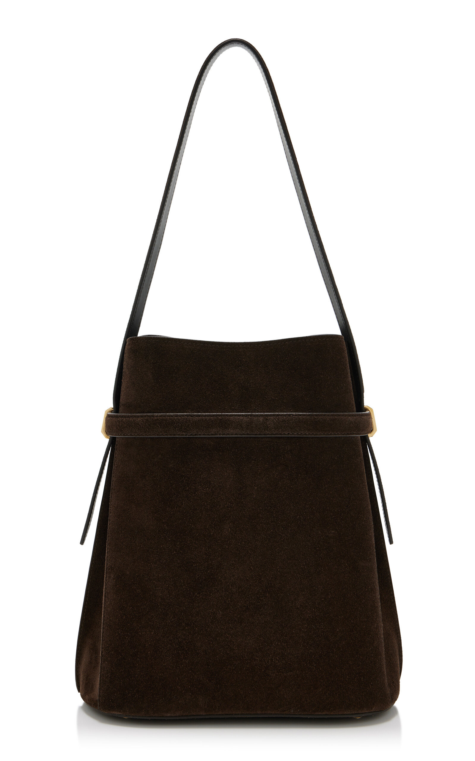 Belted Suede Bucket Bag brown - 4