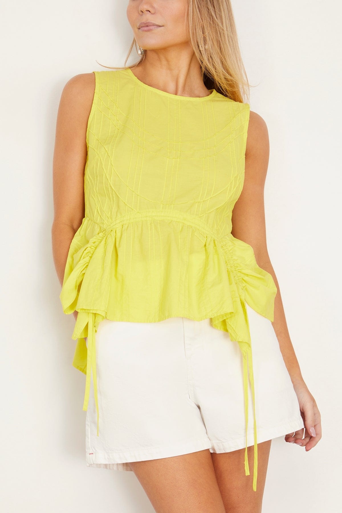 Camden Cotton Poplin Tank Top in Yellow - 3