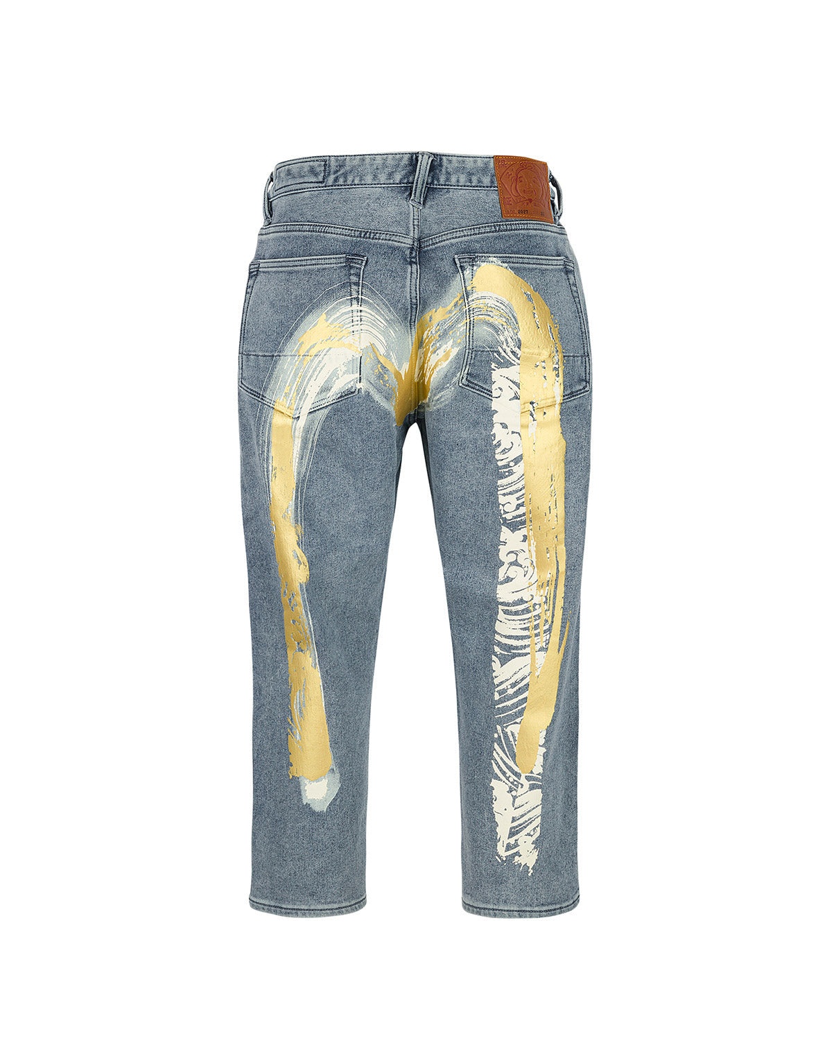Artistic Brush Daicock Print Cropped Jeans #2027 - 12