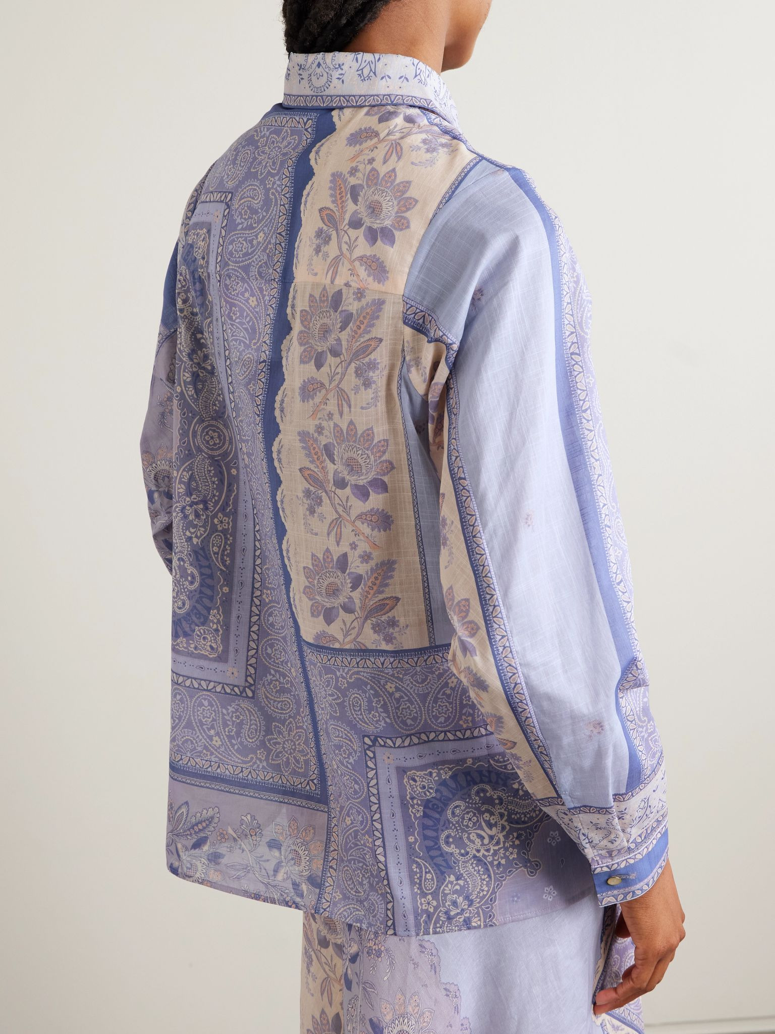 Lucky bandana-print cotton-voile shirt Purple - 4