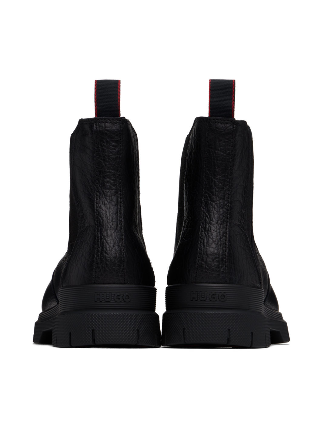 Black Grained Leather Chelsea Boots - 2