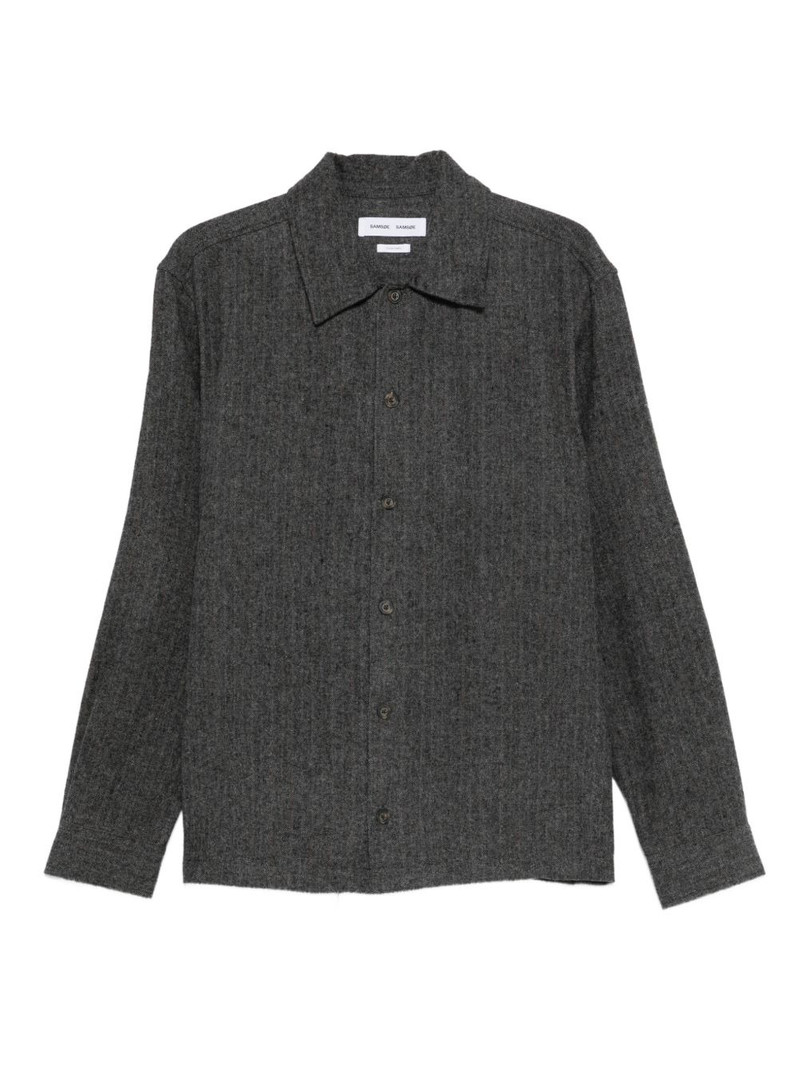 herringbone buttoned shirt jacket 1