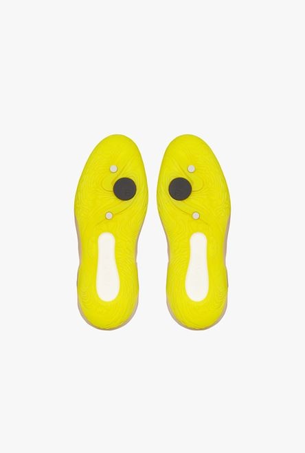 White and neon yellow gummy leather and mesh B-Runner sneakers - 5