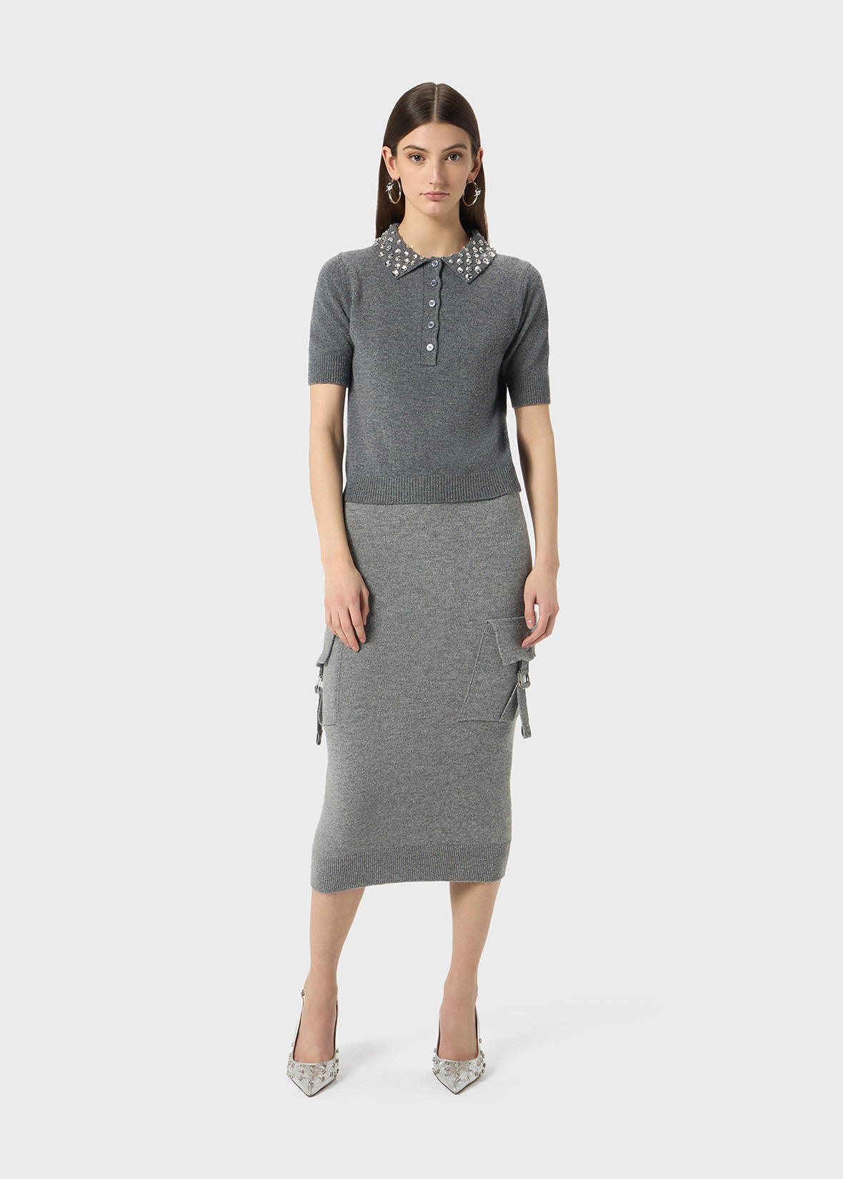WOOL POLO SHIRT WITH GEM EMBROIDERY - 2