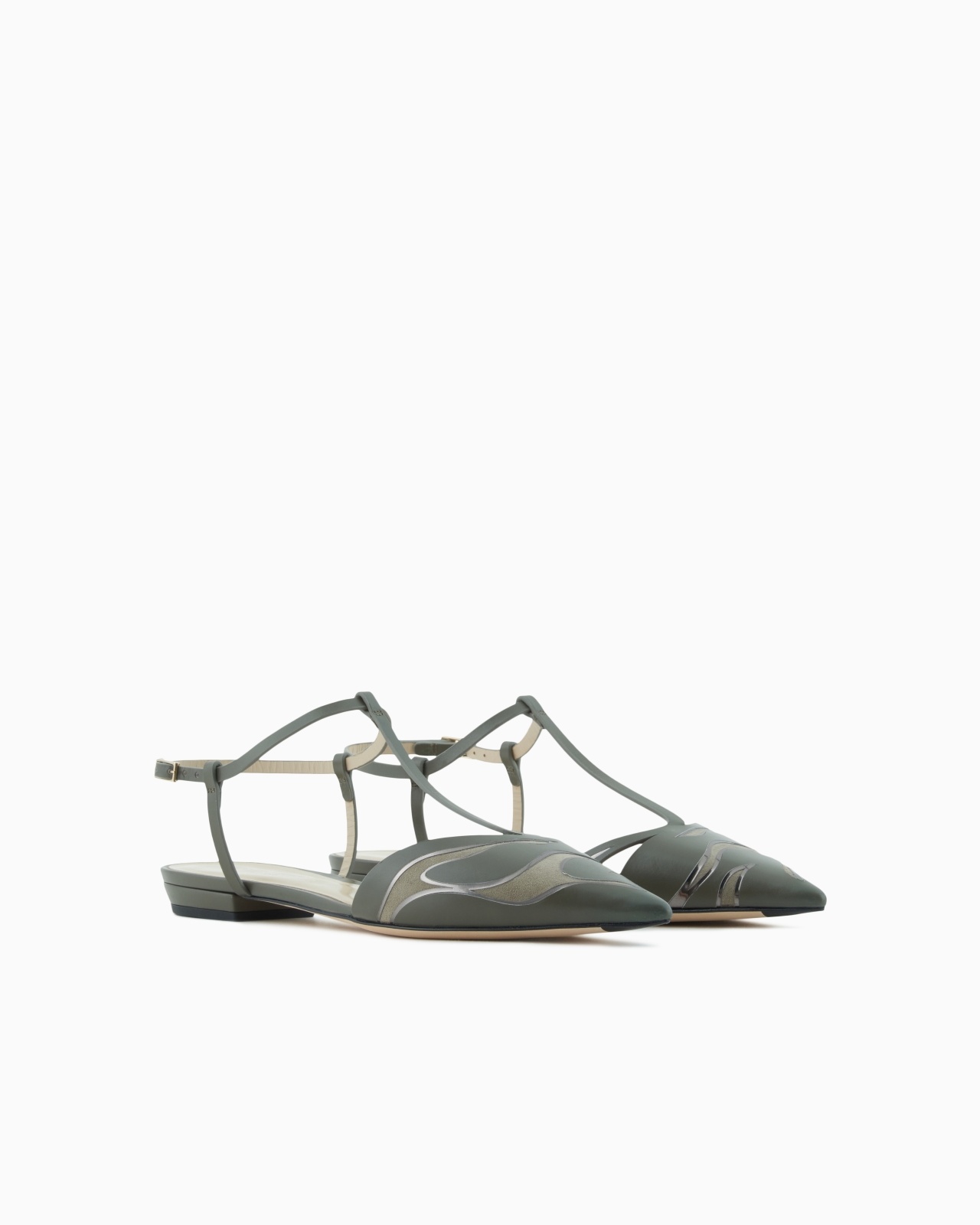 LEATHER T-BAR BALLERINAS WITH STRAP - 2