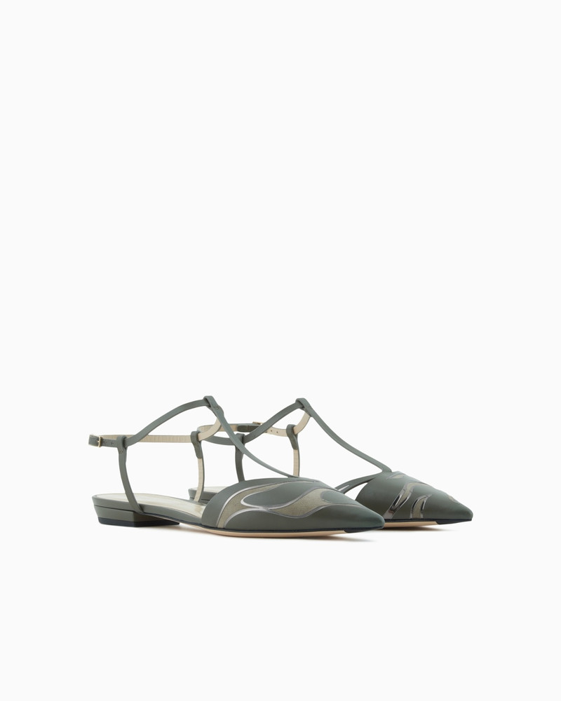 LEATHER T-BAR BALLERINAS WITH STRAP 2