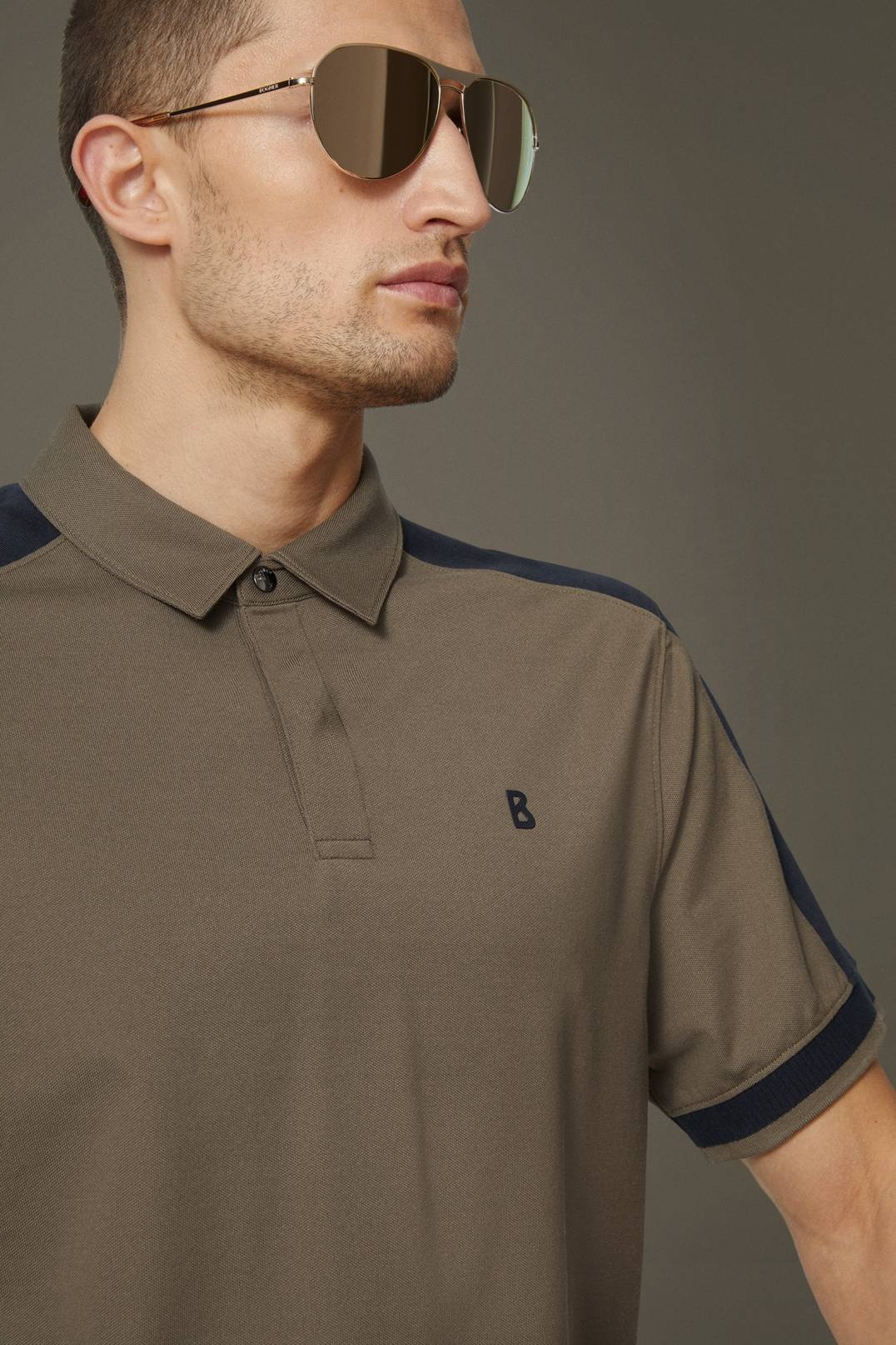 LAGOS POLO SHIRT IN OLIVE GREEN/NAVY BLUE - 4