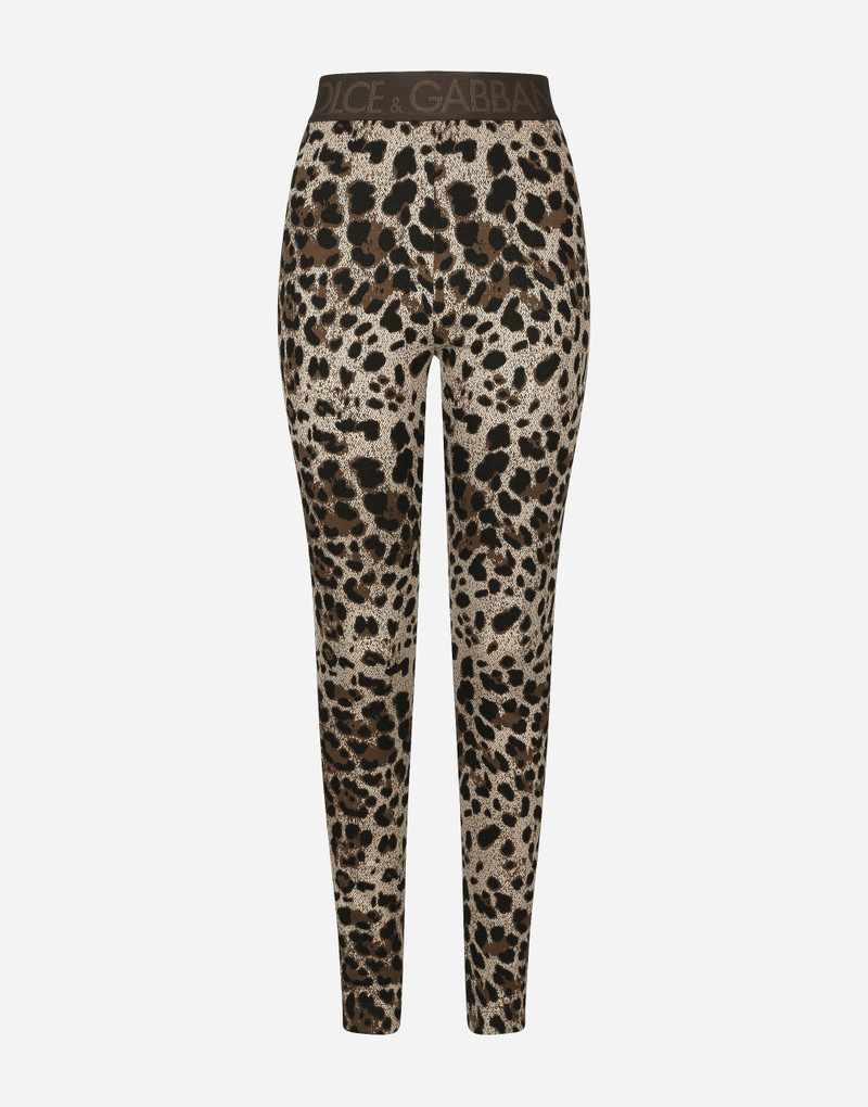 Jersey leggings with jacquard leopard design 1