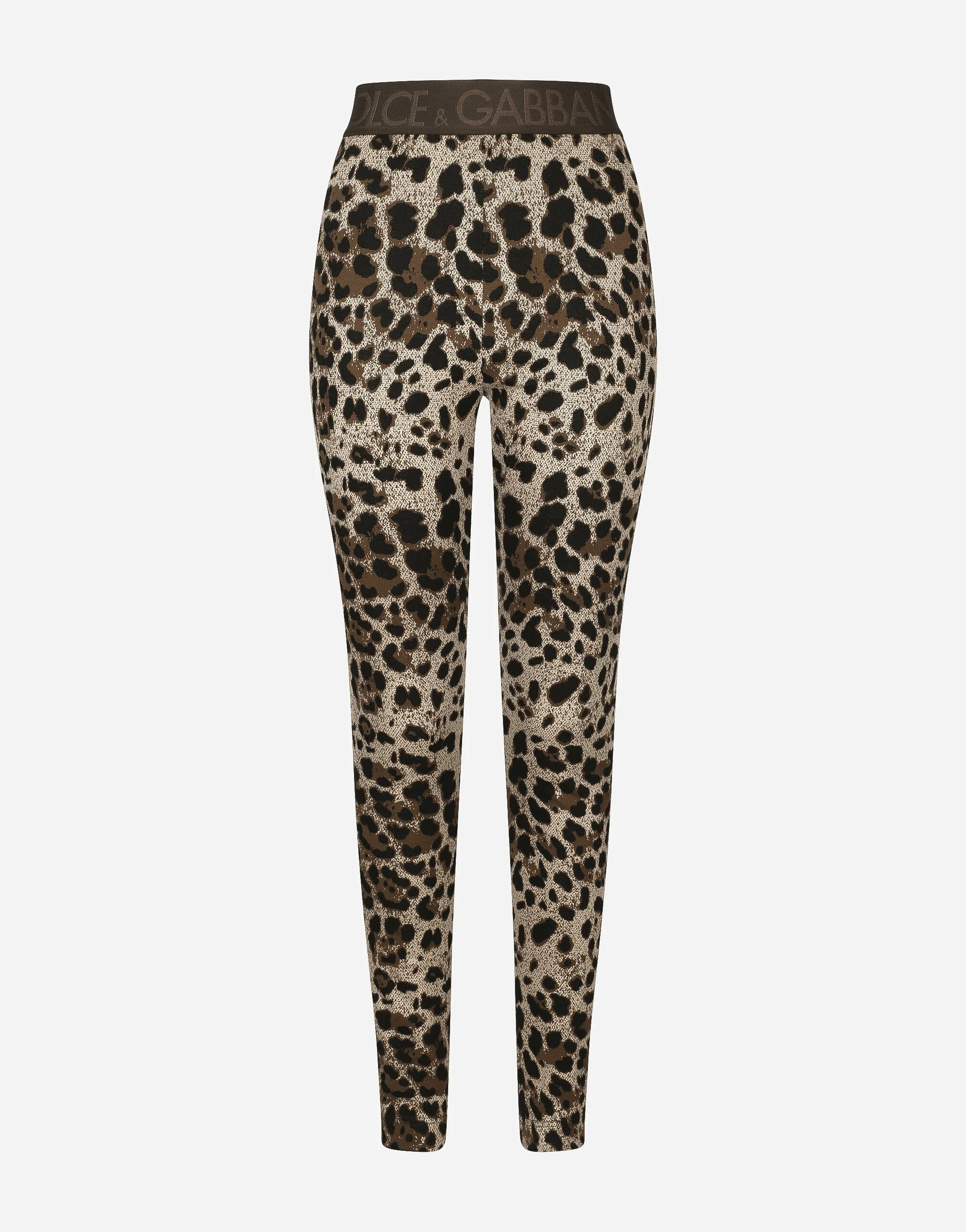 Jersey leggings with jacquard leopard design - 1
