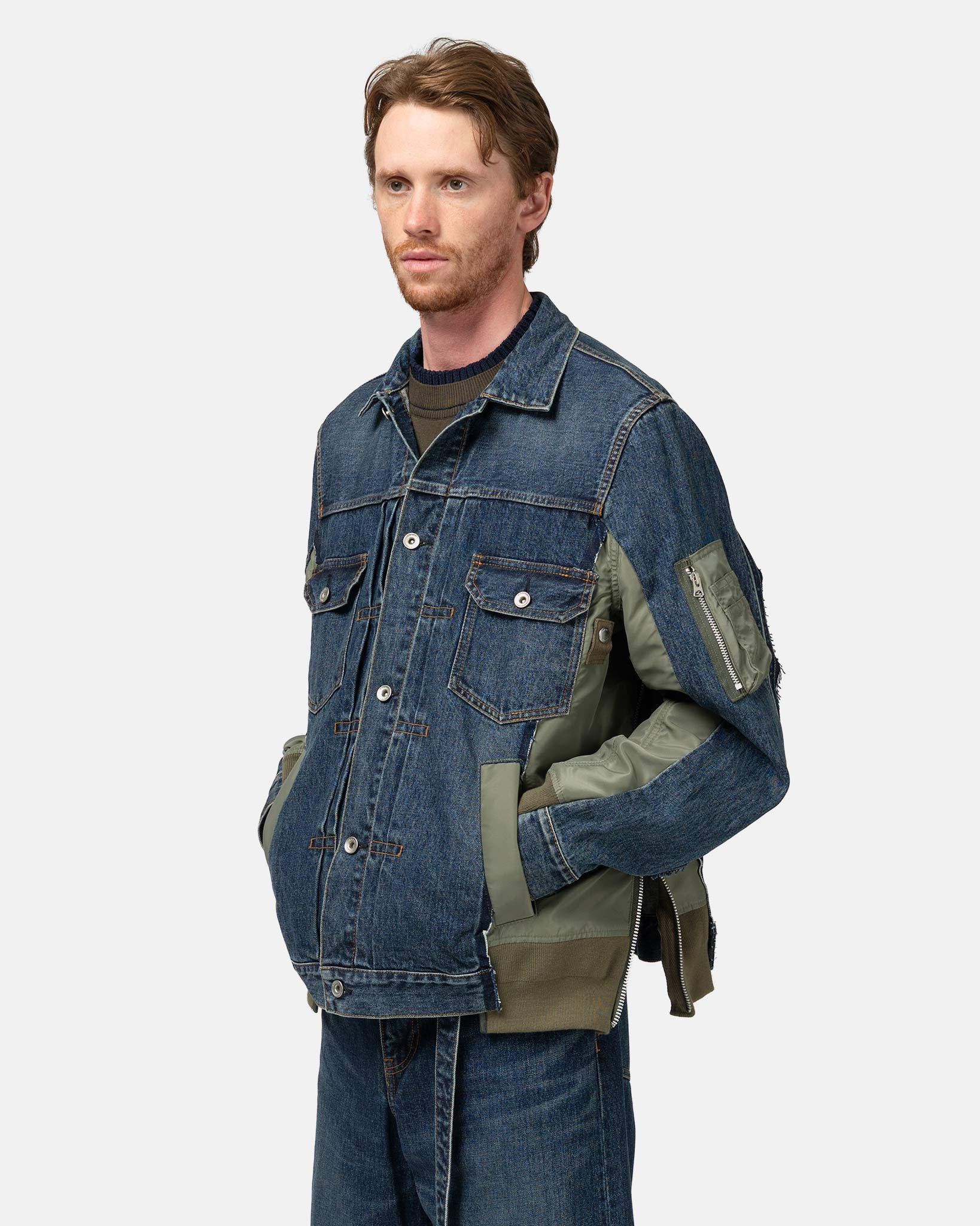 Denim x Nylon Twill Jacket Blue - 4