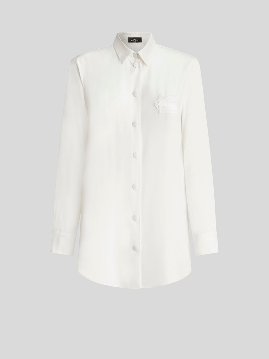 CRÊPE DE CHINE SHIRT WITH EMBROIDERED PEGASO - 1