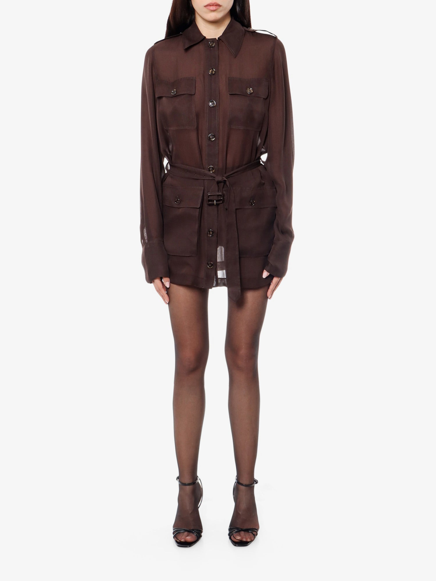 Biologic Silk Dress With Belt At Waist - 3