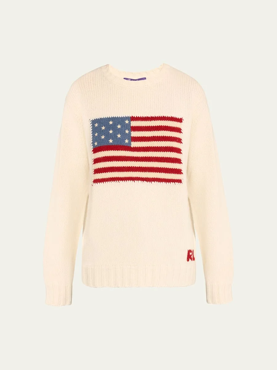 Flag Crewneck Cashmere Sweater - 1