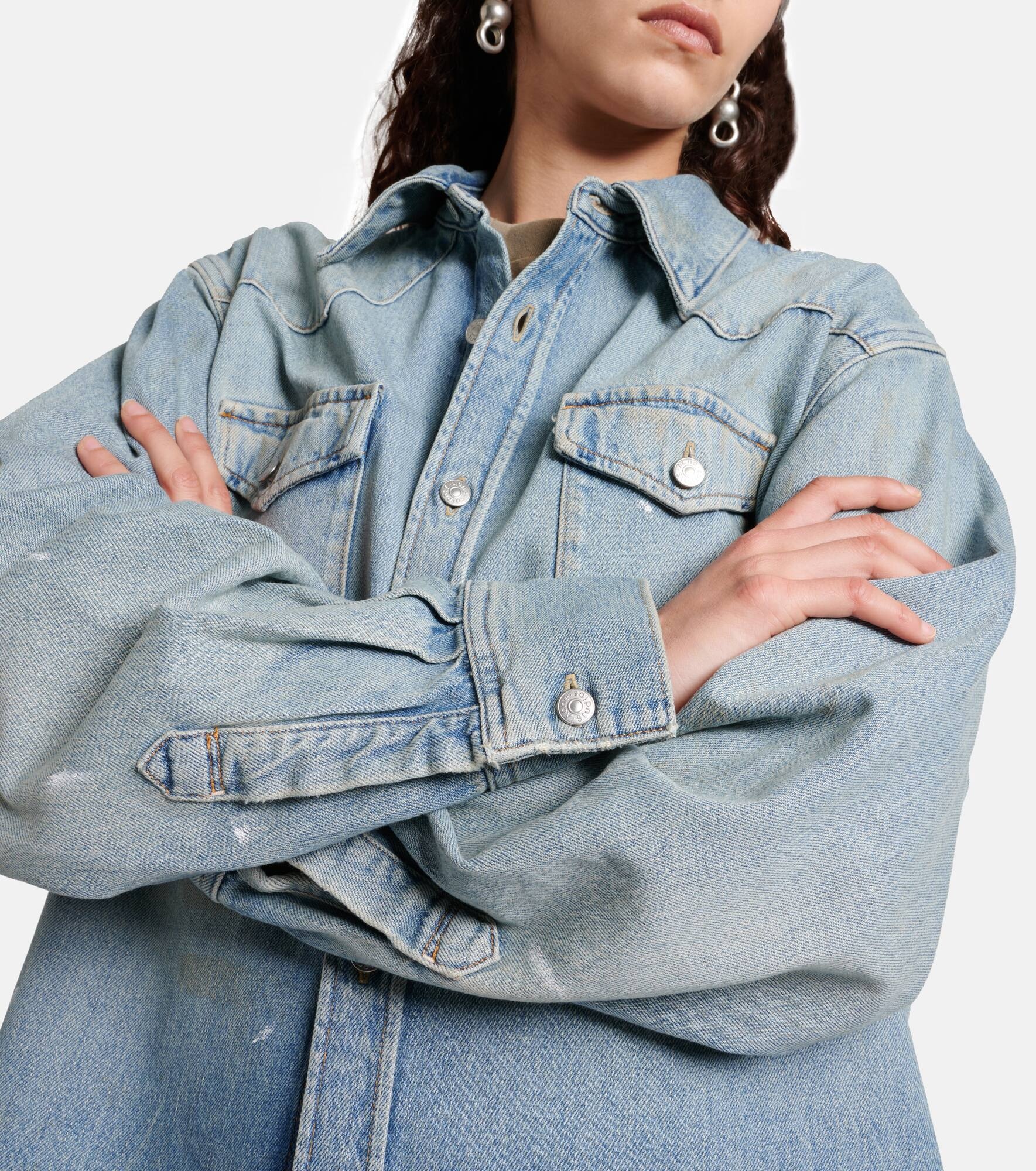 Distressed denim overshirt - 6