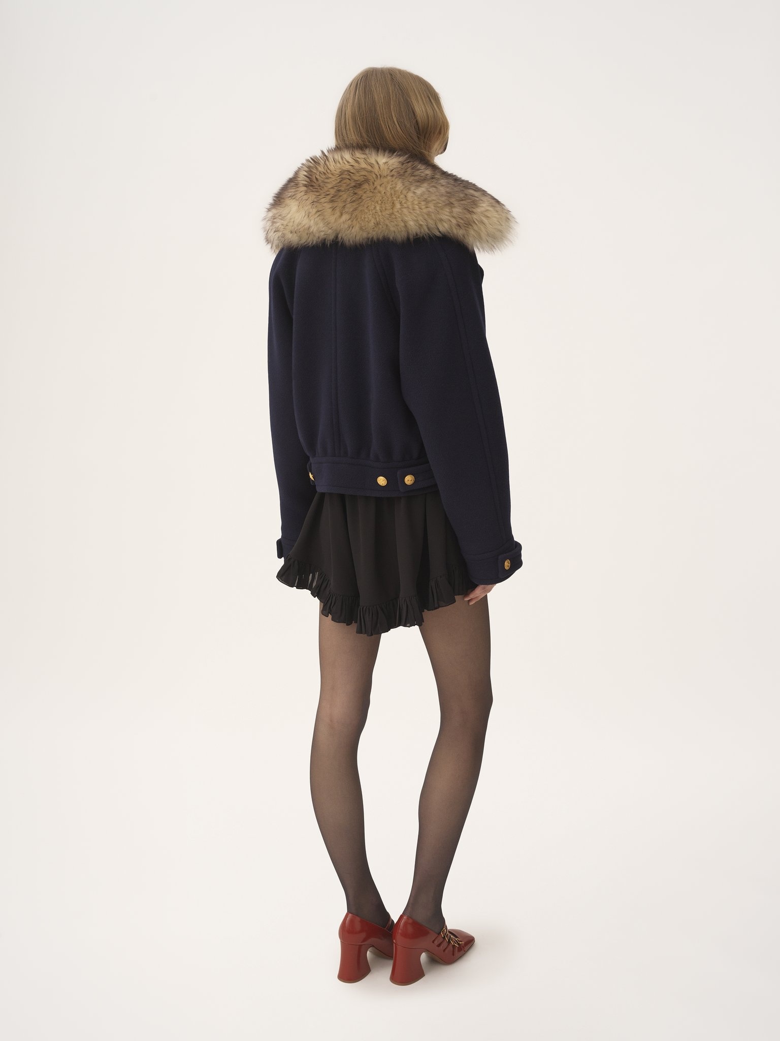 SHORT BOXY DOUBLE-BREASTED COAT IN WOOL - 6