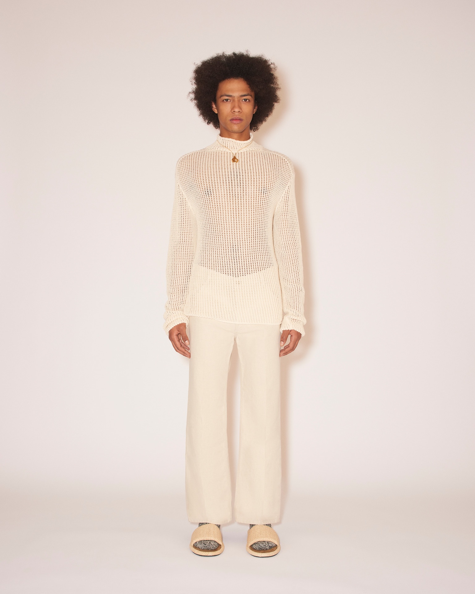 JIM - Textured cotton long-sleeve top - Creme - 2