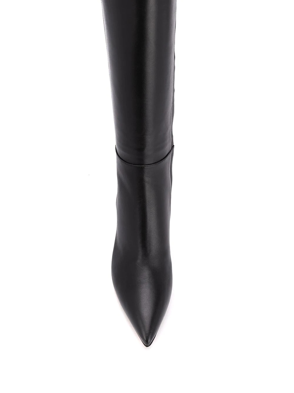 pointed knee-high leather boots - 4