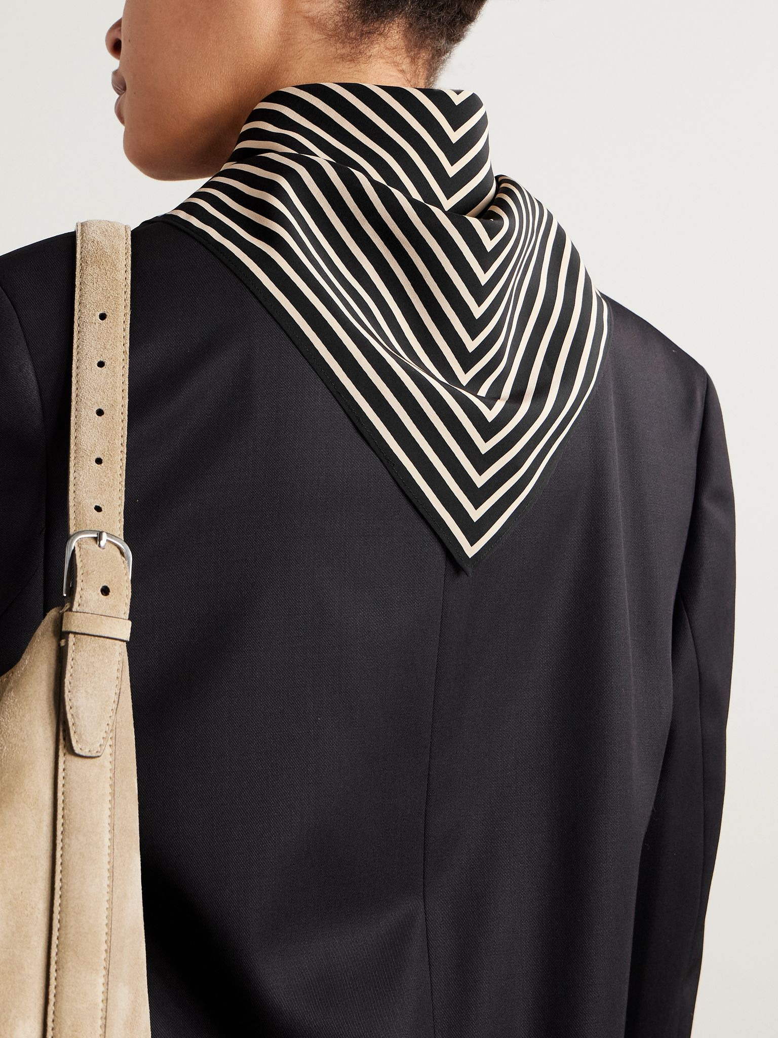 Printed silk crepe de chine scarf Black - 2