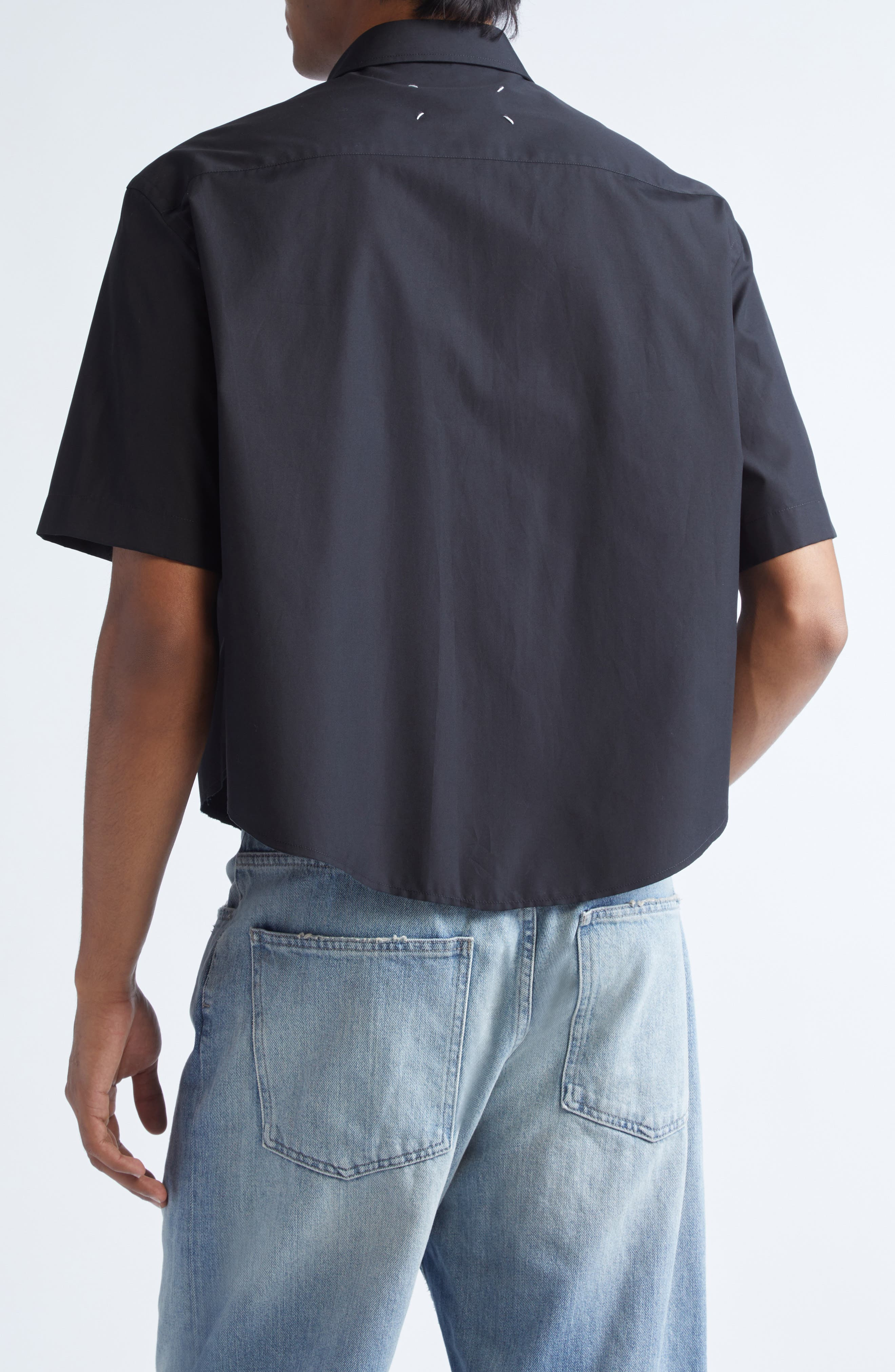 Maison Margiela Short Sleeve Button-Down Shirt in Black at Nordstrom - 3