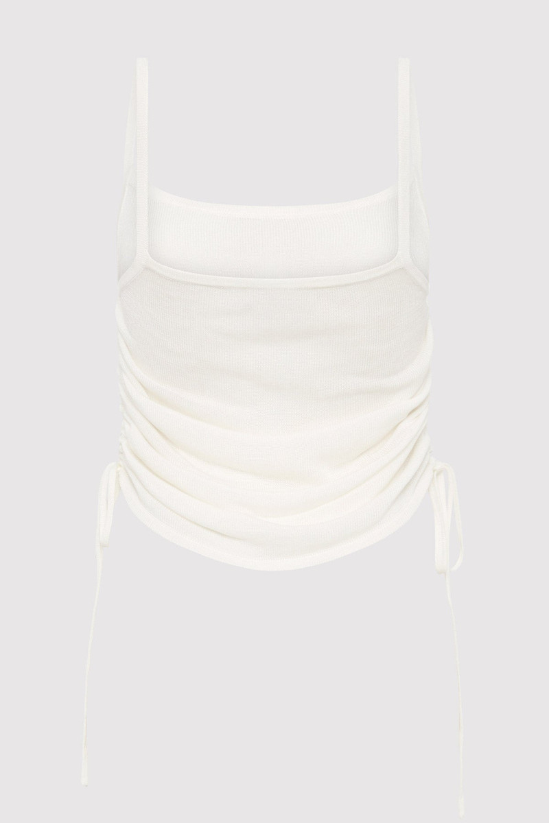ST. AGNI Ruched Tank - White outlook