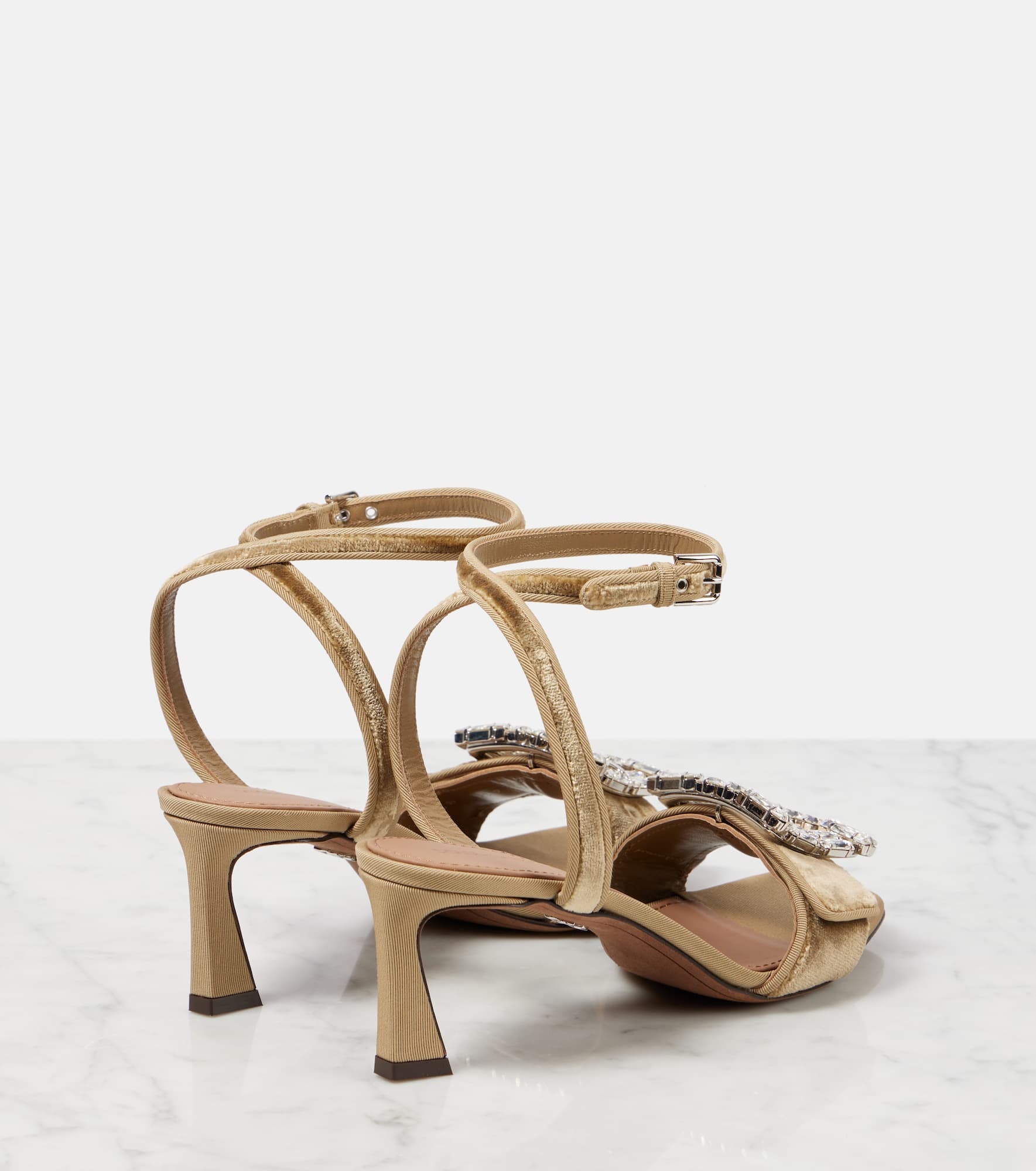 Embellished velvet sandals - 2