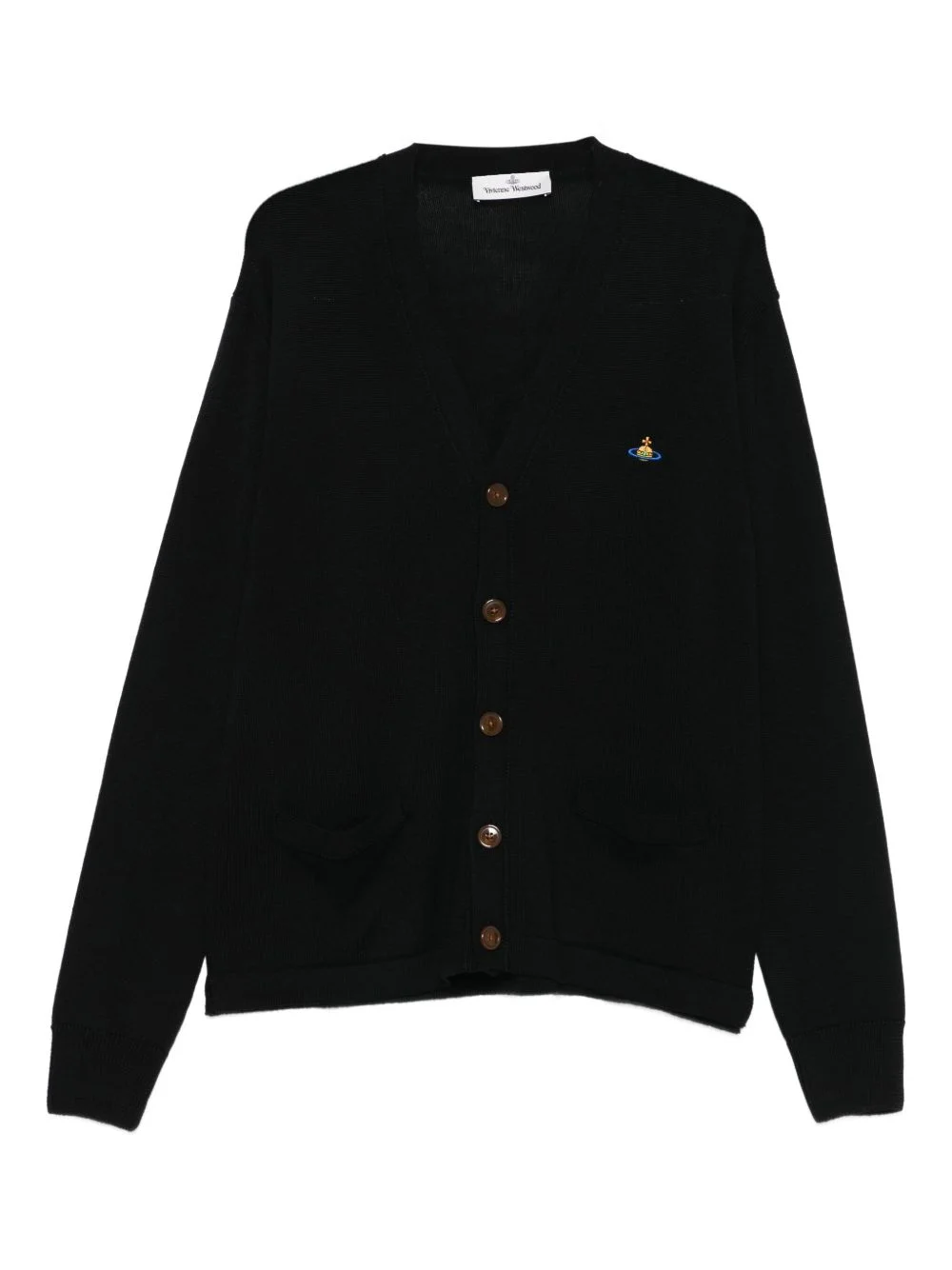 logo-embroidered patch-pocket cardigan - 1